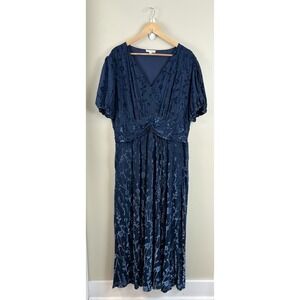 Navy V-Neck Embroidered Maxi Dress - Women